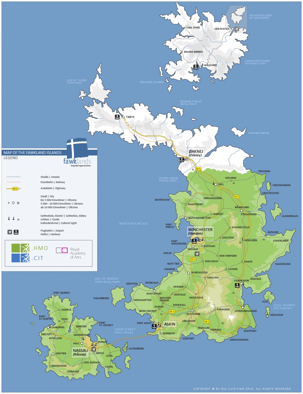 Map of the Fawkland Islands